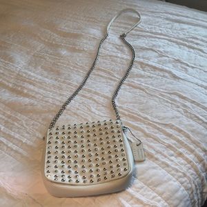 White studded leather purse!